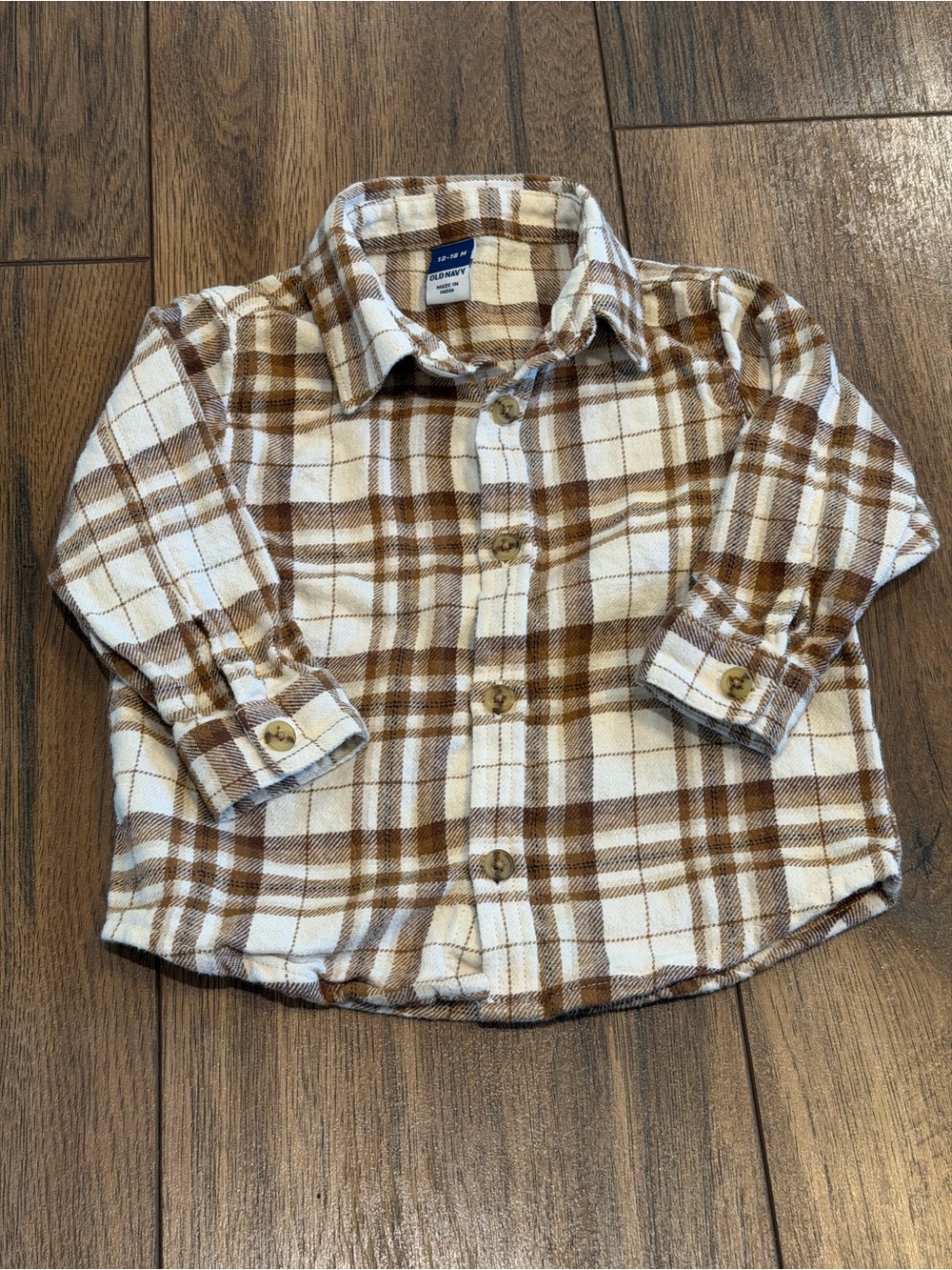 Old Navy Toddler Boys Plaid Long-Sleeve Flannel Button-Up Shirt, 12-18 months
